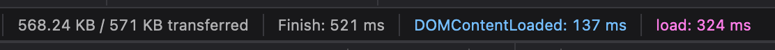 Screenshot of network load for this webpage, 324ms
